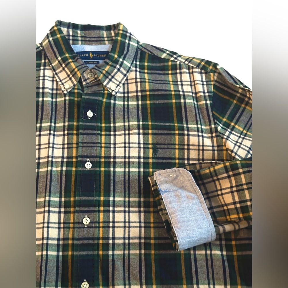 Ralph Lauren Green Plaid Cotton Button-Down Shirt